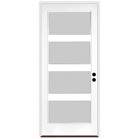 Codel Doors 36" x 80" Primed White Contemporary Flush-Glazed Exterior Fiberglass Door 3068LHISPSF20F4LS491626DB